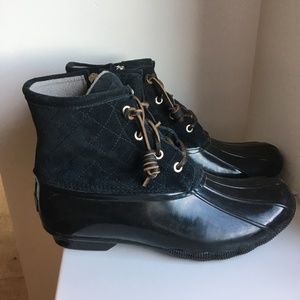 Top-Sider Sperry Boot, Black Quilted Suede